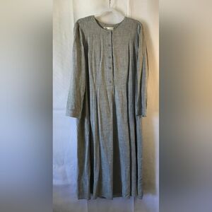Zara Gray Pleated Long Sleeve Shirt Dress